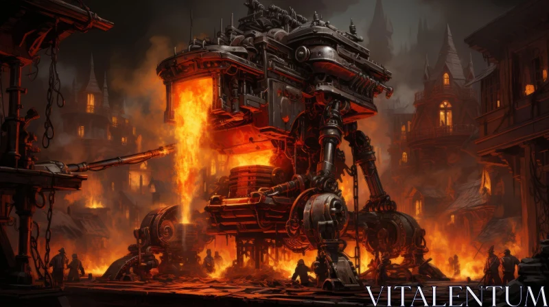Steam Powered Machine in an Ancient City - A Steelpunk Fantasy AI Image