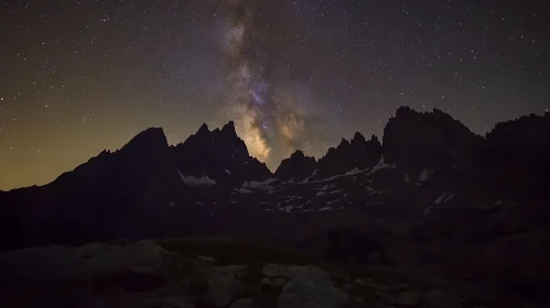 Milky Way Over Mountain Peaks