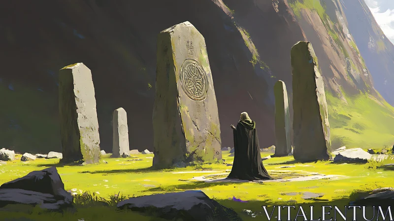 Standing Stones in a Mystical Landscape AI Image