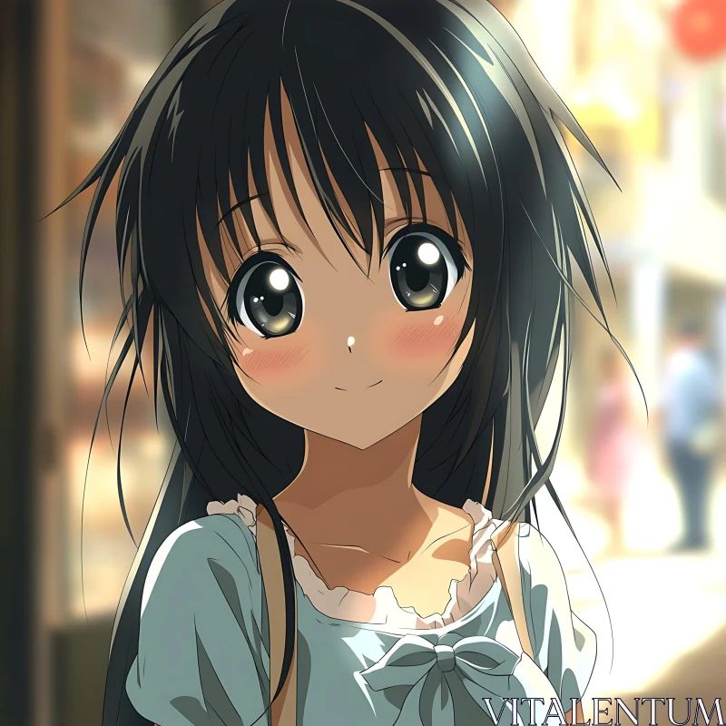 Cute Anime Girl with Gentle Smile AI Image