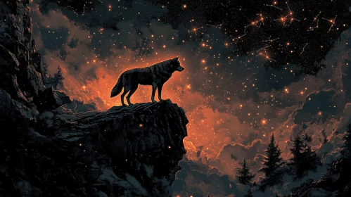 Lone Wolf Under the Night Stars