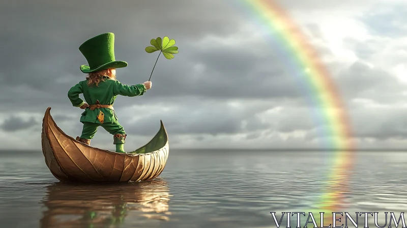 Leprechaun on Water AI Image