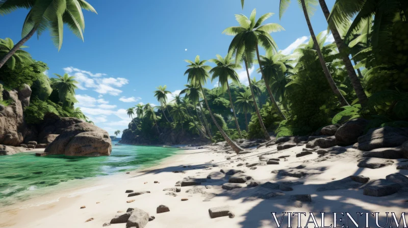 3D Rendered Tropical Beach Scene - Unreal Engine AI Image