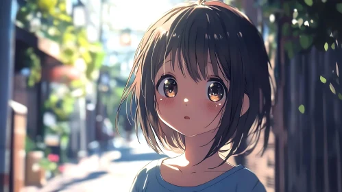 Expressive Anime Girl in Morning Light