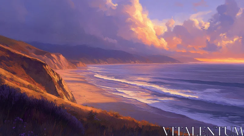 AI ART Oceanic Sunset and Majestic Cliffs