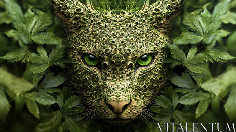 Green Leopard Portrait AI Image