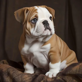 Charming Bulldog Puppy on Textured Blanket