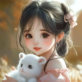 Charming Anime Style Girl Portrait