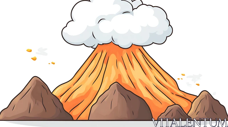 AI ART Cartoon Volcano with Smoke and Lava