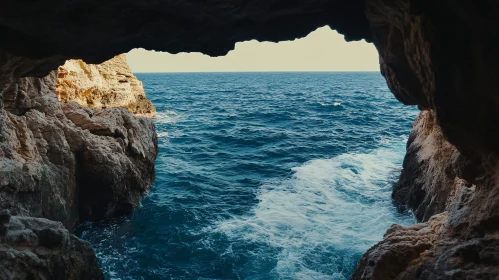 Ocean View from a Seaside Cave