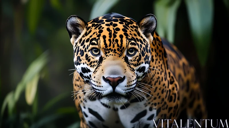 Jaguar Face Close-up in the Jungle AI Image