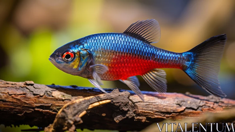 Colorful Fish on Branch - A Dive into the Azure & Red AI Image