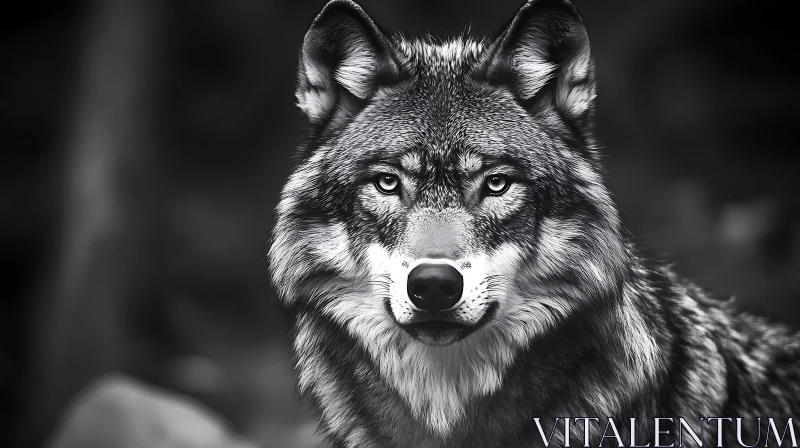 Wolf in Black and White AI Image