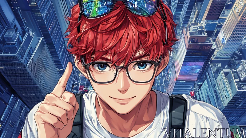 Urban-Themed Anime Character Illustration AI Image