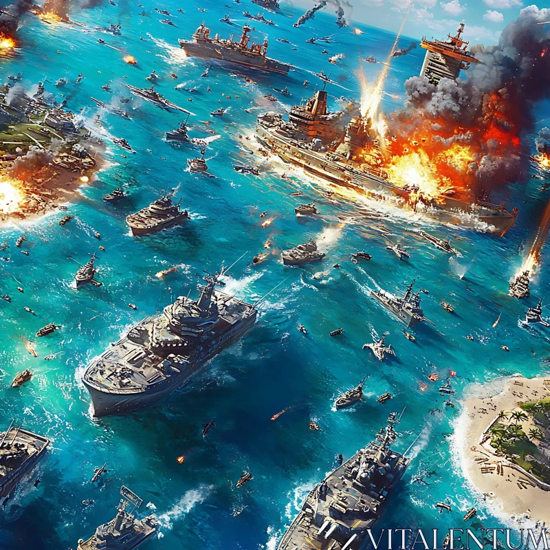 AI ART Epic Warships Clash in Ocean Battle