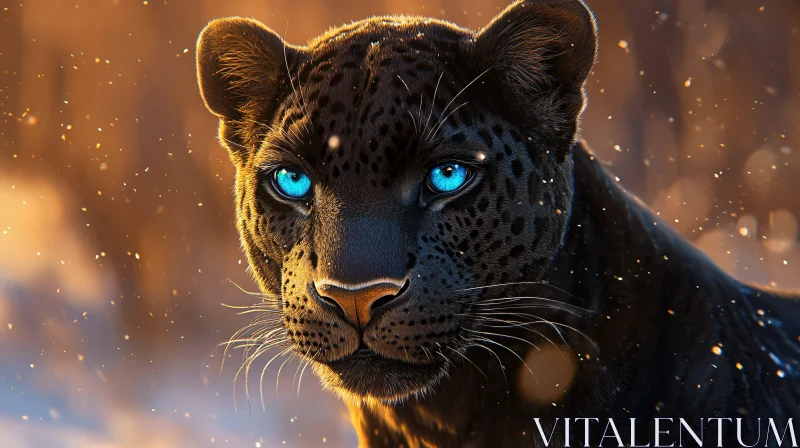 Black Panther with Intense Blue Eyes AI Image