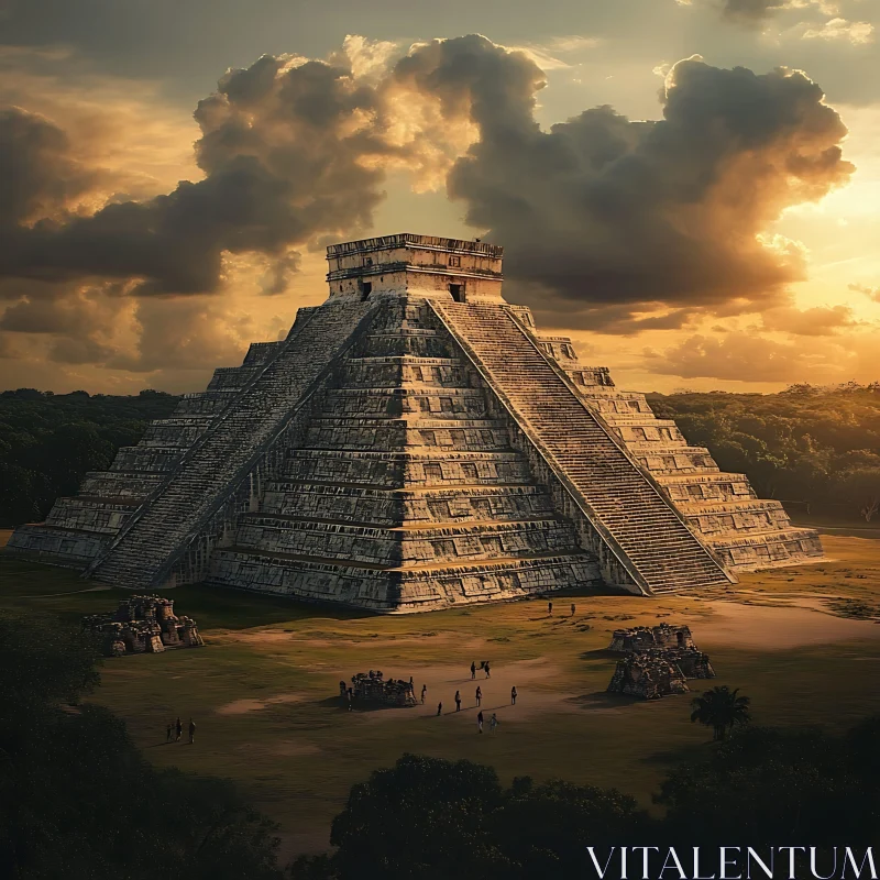 AI ART Ancient Pyramid at Sunset