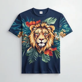 Stylish Lion and Floral T-Shirt