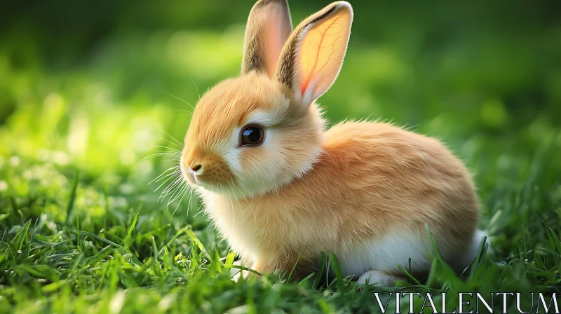 Cute Rabbit in a Field of Grass AI Image