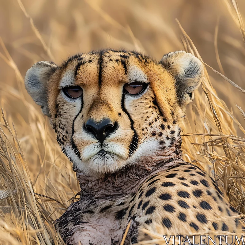 Serene Cheetah in Natural Habitat AI Image