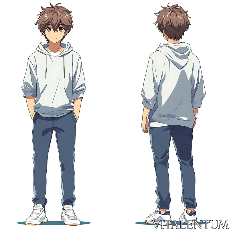 Anime Character Design with Hoodie AI Image