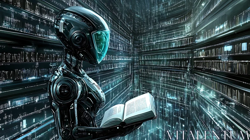 Robotic Reader in Data Archive AI Image