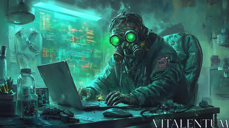 Cyberpunk Gas Mask Coder AI Image