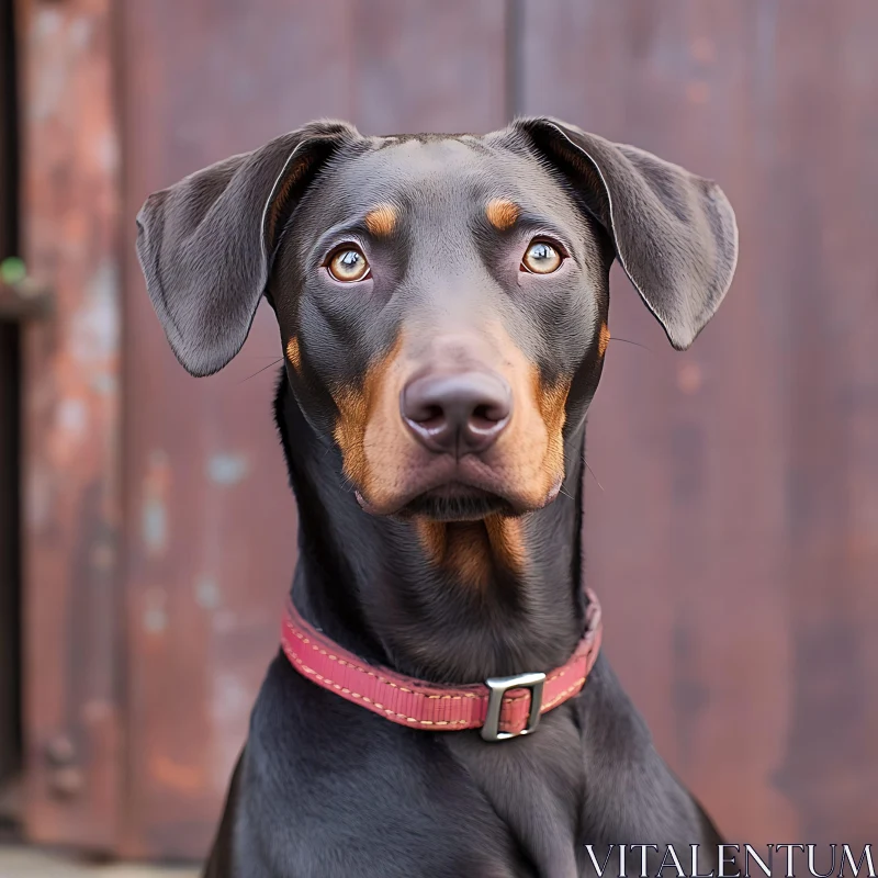 Close-Up of Black and Tan Doberman AI Image