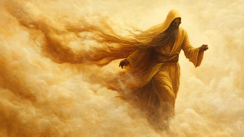 Man Emerging from Clouds