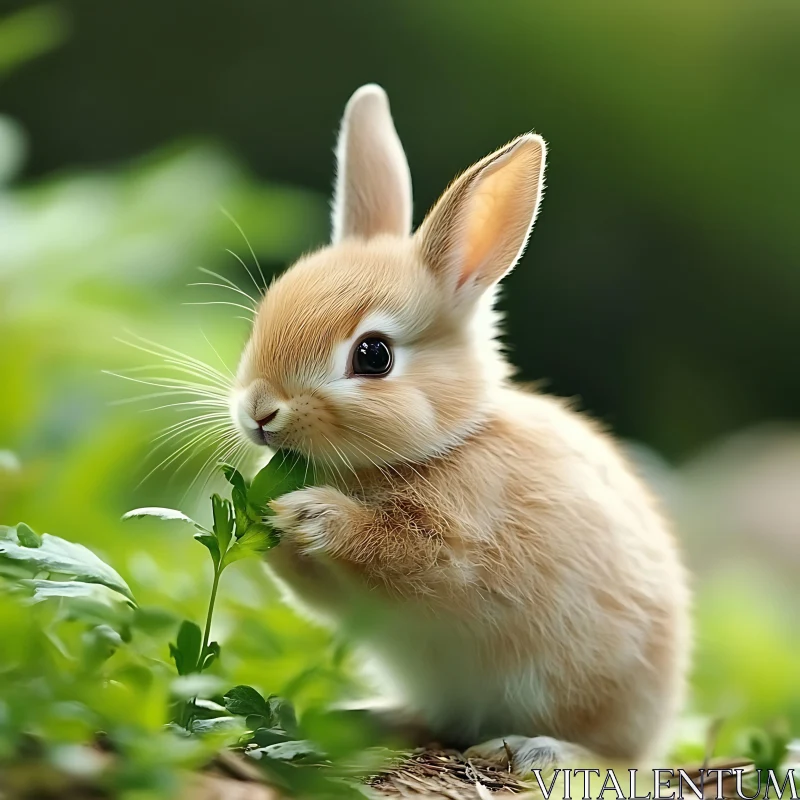 Adorable Rabbit Portrait in Natural Light AI Image