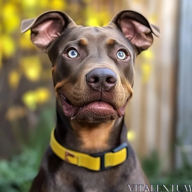 Attentive Dog With Yellow Collar and Brown Coat AI Image