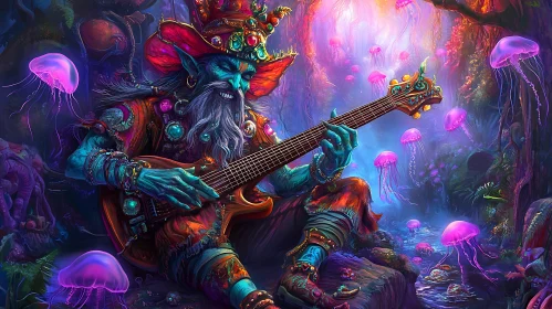 Surreal Elf Guitarist with Jellyfish