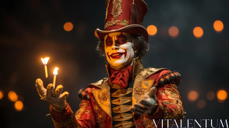 Enchanting Nighttime Clown with Candles - Rococo-Inspired AI Image