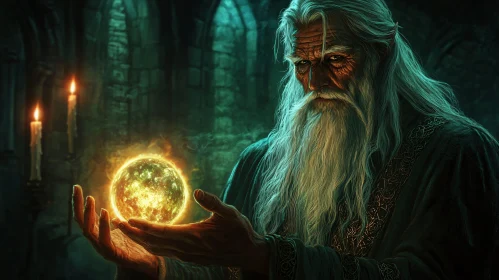 Mystic Wizard with Glowing Orb