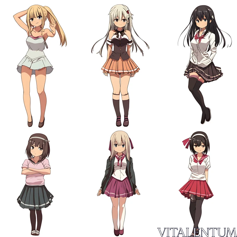 Stylish Anime Girl Characters AI Image