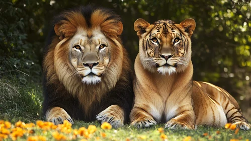 Wildlife Portrait: Lion and Tiger