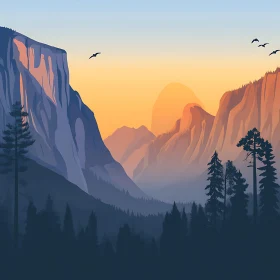 Peaceful Mountain Sunset Art