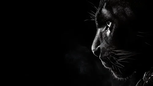 Monochrome Black Panther Profile Art