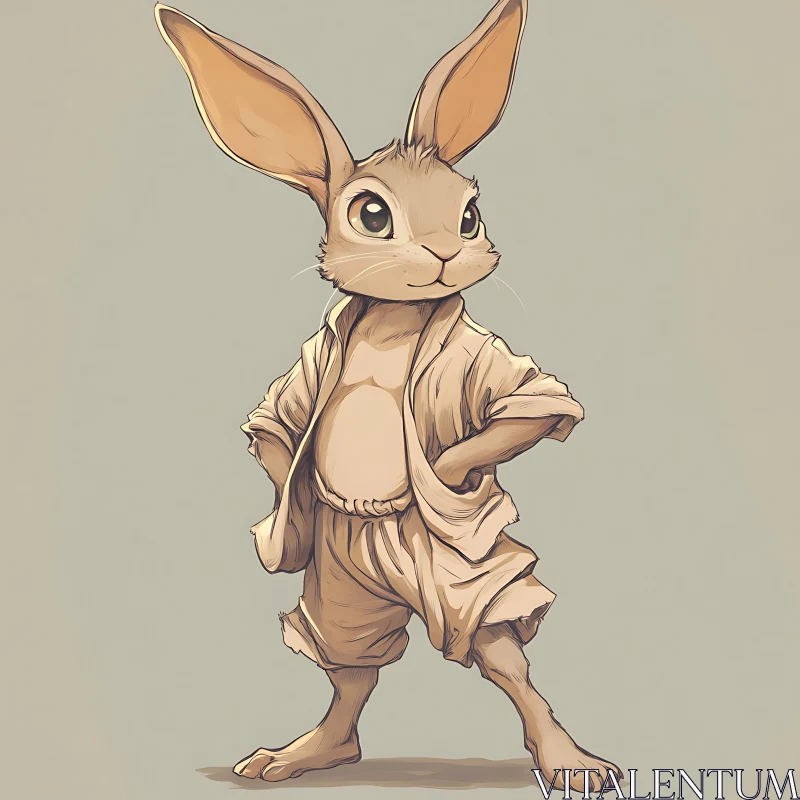 Cartoon Rabbit in Clothes AI Image