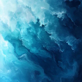 Fluid Blue Abstract Painting