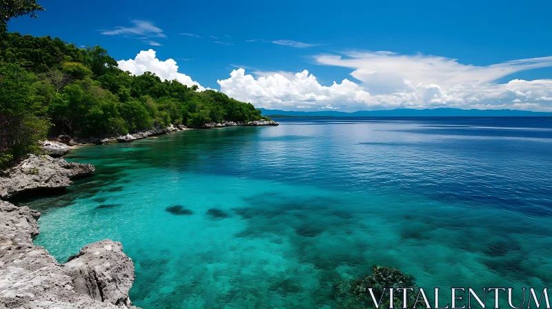 Tropical Island Seascape with Turquoise Waters AI Image