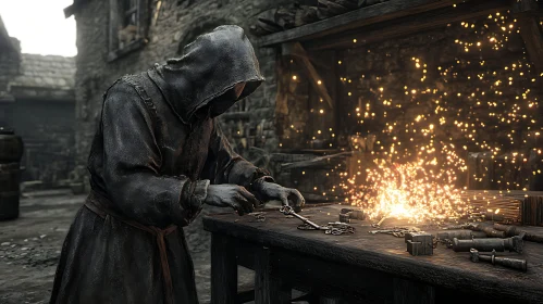 Hooded Man Crafting Keys