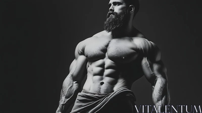 AI ART Bearded Man with Strong Muscles