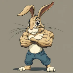 Cartoon Rabbit with Strong Arms