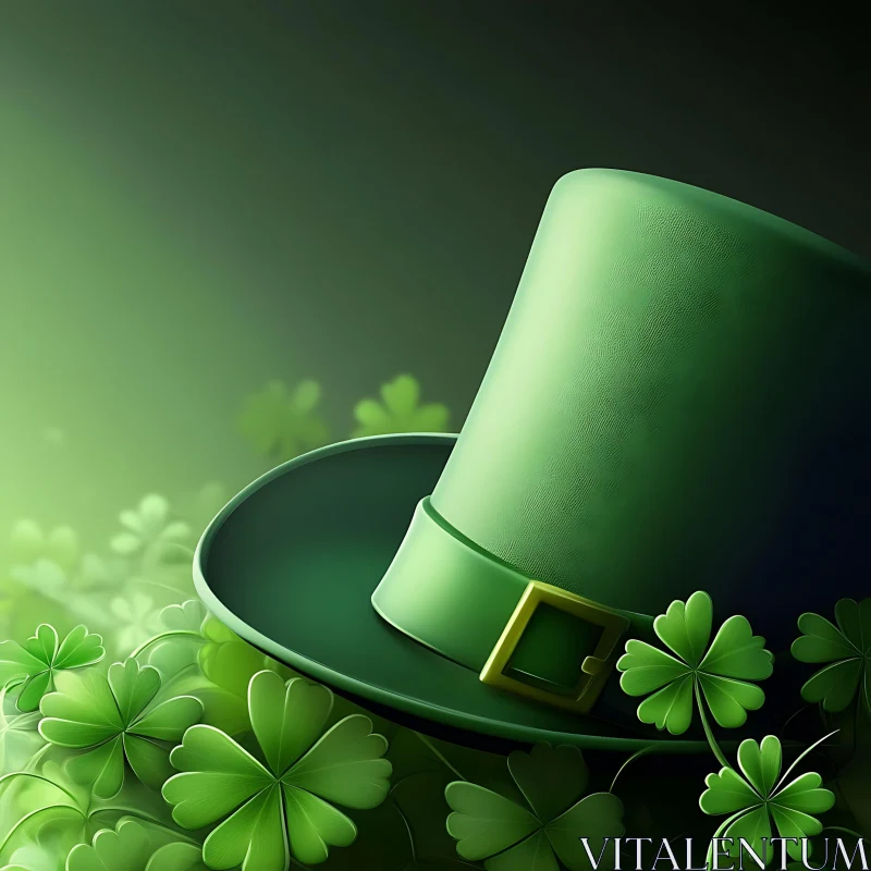 AI ART Lucky Green Hat with Clovers