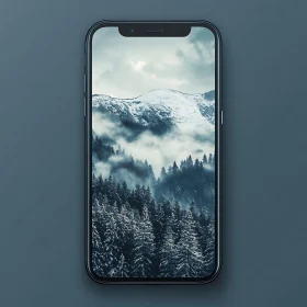 Snowy Peaks on Phone Screen