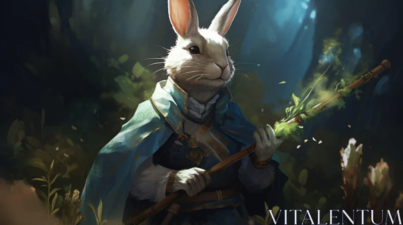 AI ART Regal Rabbit with Staff