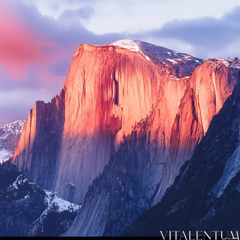 AI ART Pink Sky Over Mountain Cliff