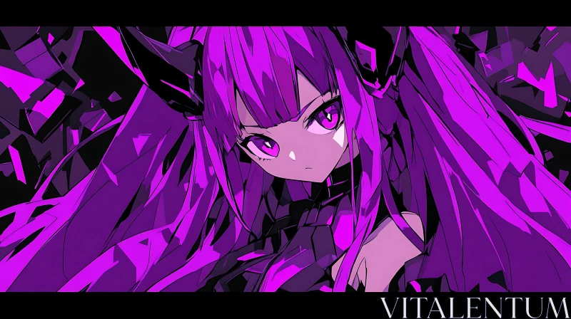 Mystical Anime Character in Shades of Purple AI Image