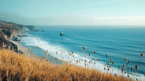 Coastal Seascape with Golden Field